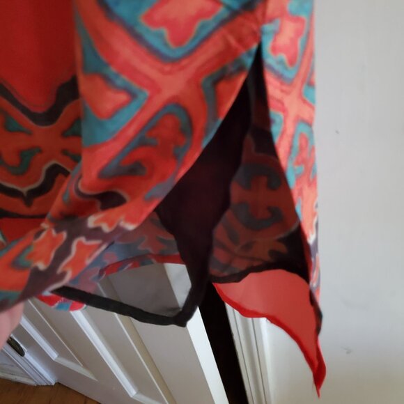 Blue and Orange Moroccan-inspired Coverup Dress With Slit - Picture 4 of 4